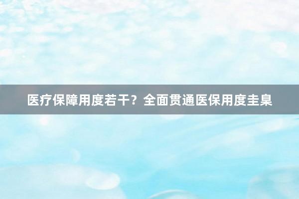 医疗保障用度若干？全面贯通医保用度圭臬